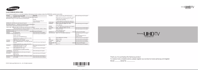 Page 1 de la notice Manuel utilisateur Samsung UE110S9ST