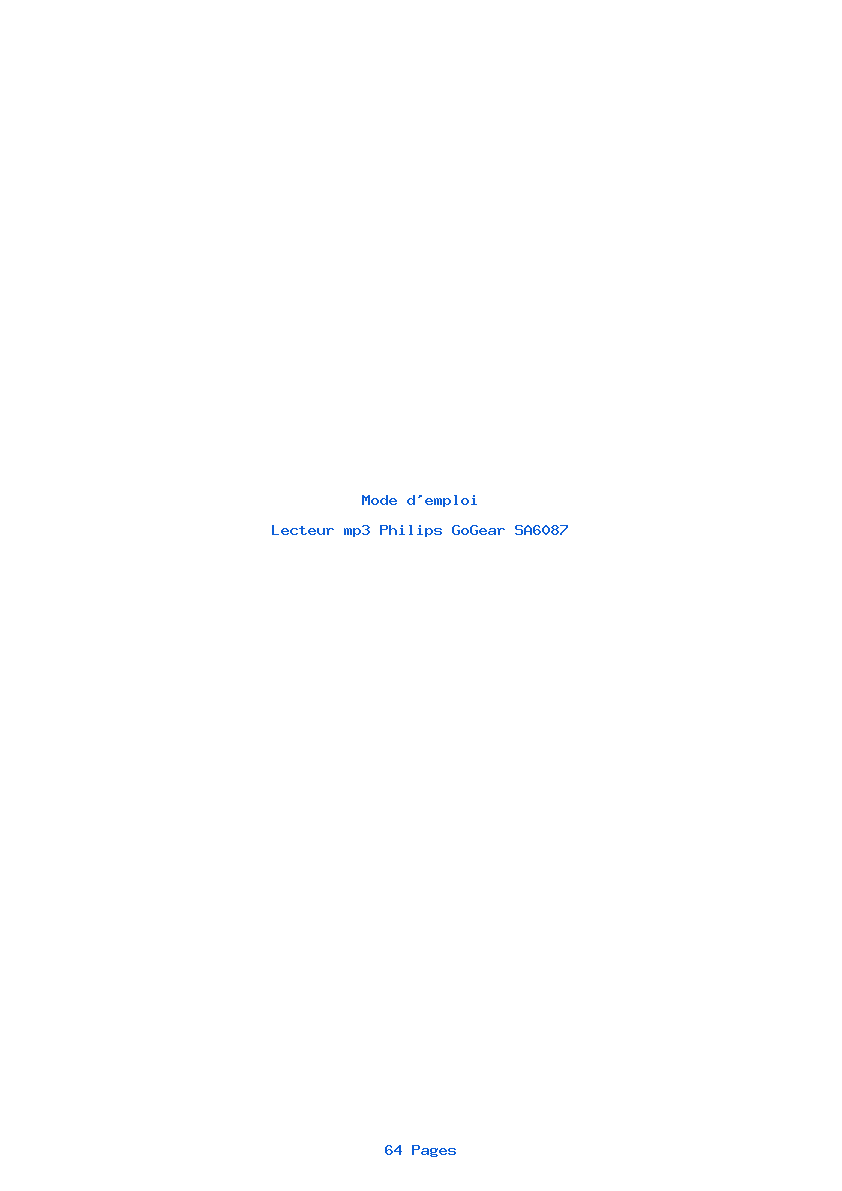 Page 1 de la notice Mode d'emploi Philips GoGear SA6087