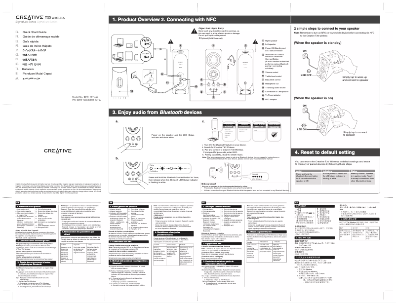 Page 1 de la notice Manuel utilisateur Creative T30 Wireless