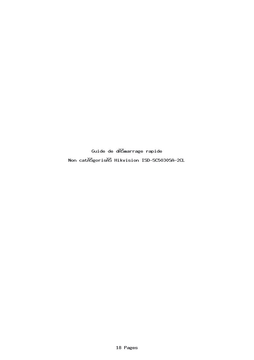 Page 1 de la notice Guide de démarrage rapide Hikvision ISD-SC5030SA-2CL