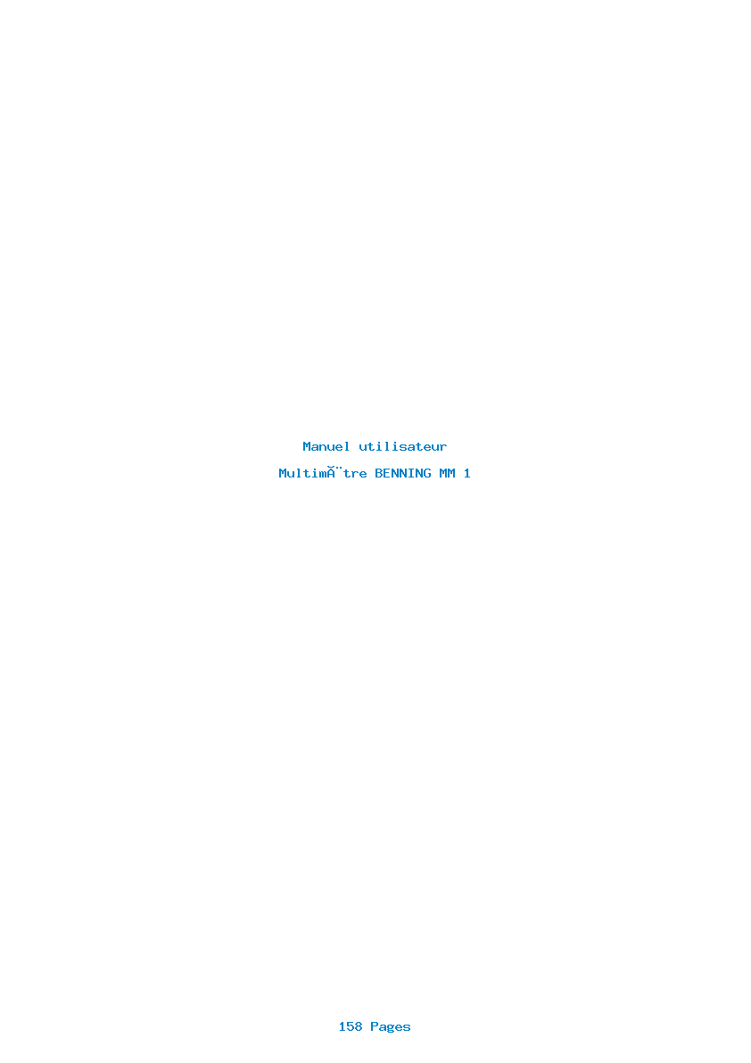 Page 1 de la notice Manuel utilisateur BENNING MM 1