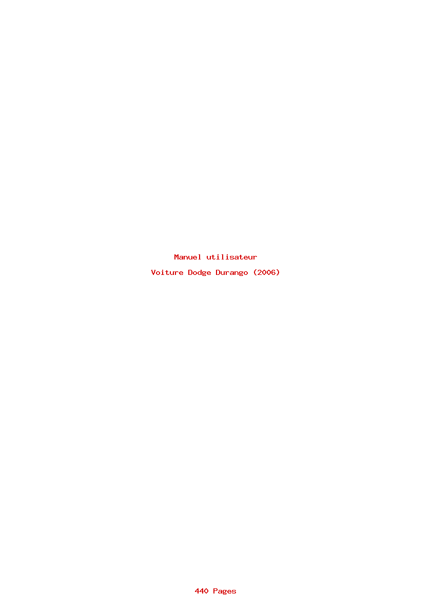Page 1 de la notice Manuel utilisateur Dodge Durango (2006)
