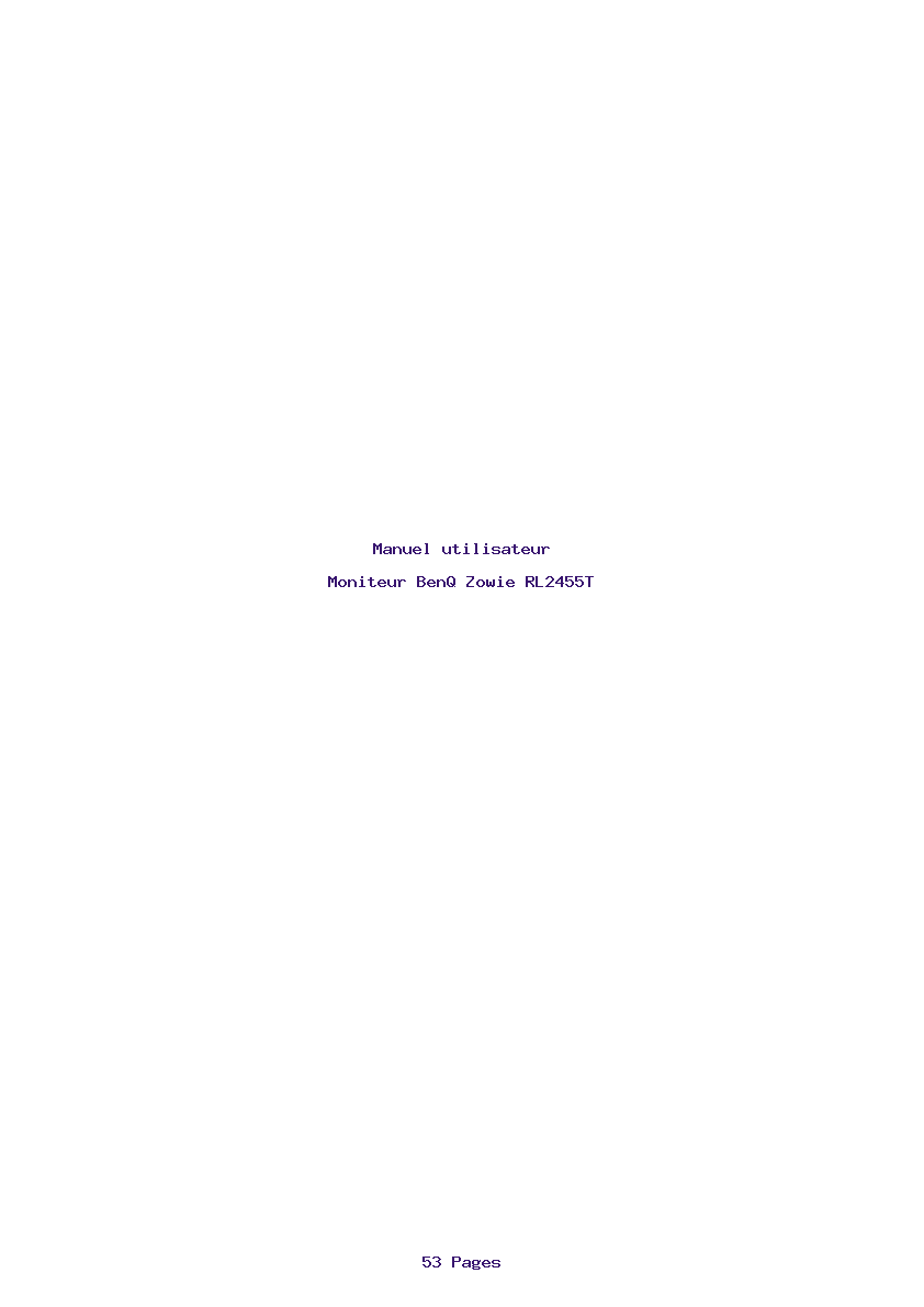Page 1 de la notice Manuel utilisateur BenQ Zowie RL2455T