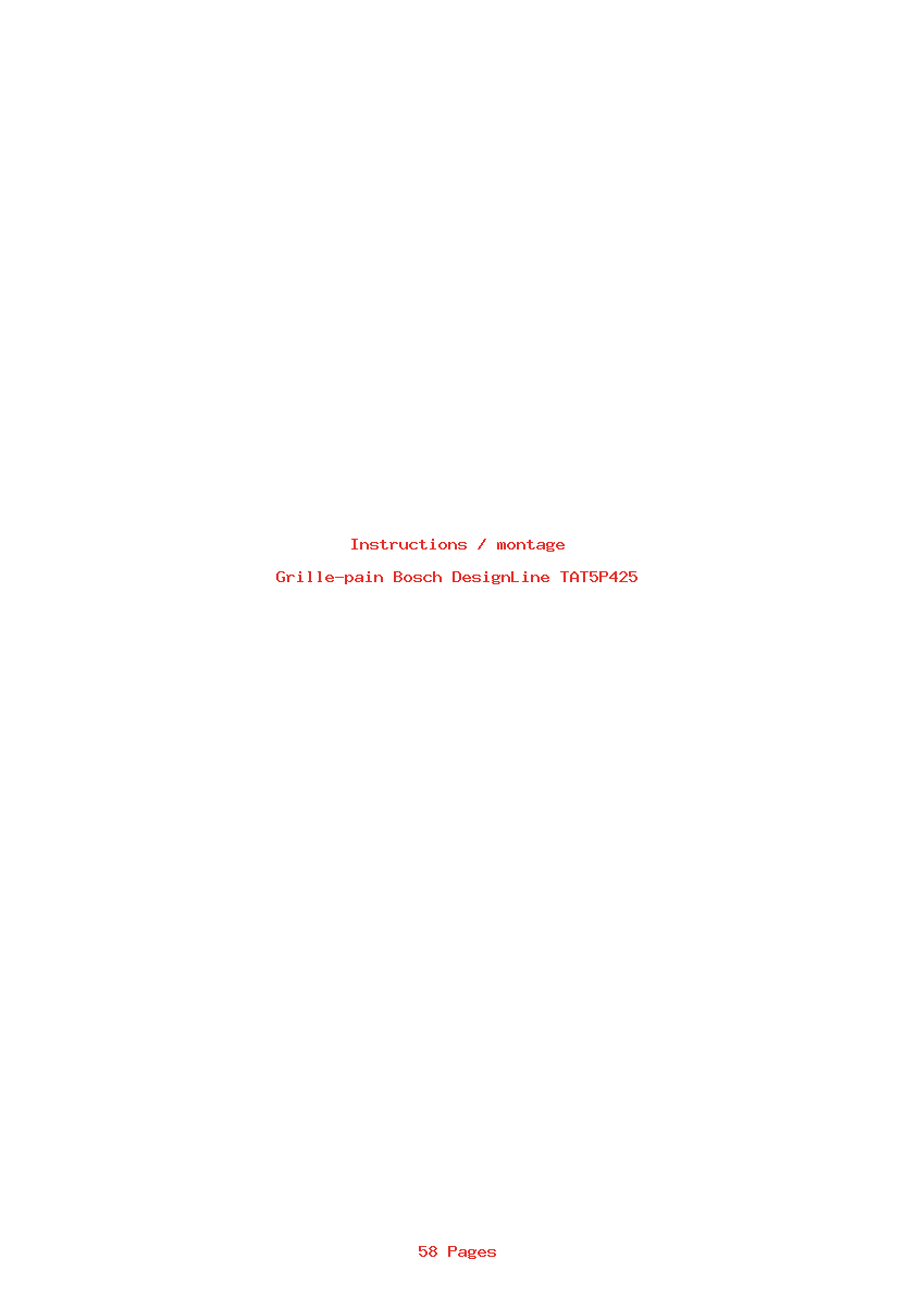 Page 1 de la notice Instructions / montage Bosch DesignLine TAT5P425
