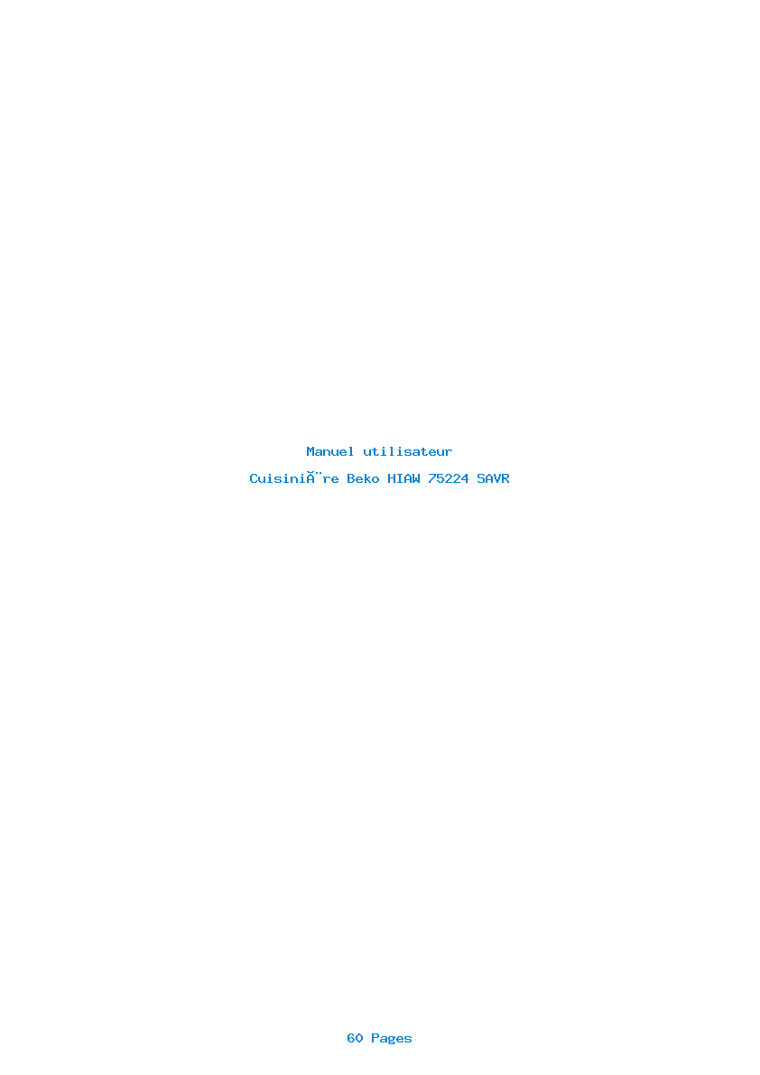 Page 1 de la notice Manuel utilisateur Beko HIAW 75224 SAVR
