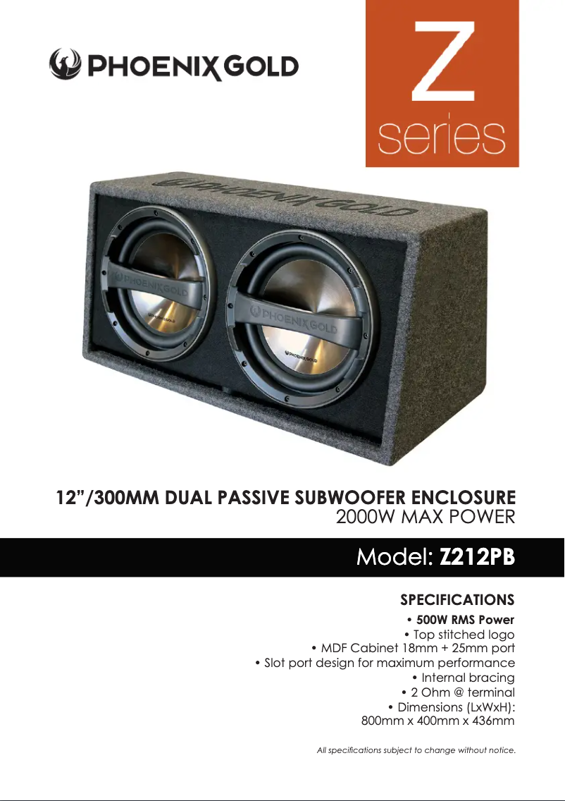 Page 1 de la notice Manuel utilisateur Phoenix Gold Z212PB