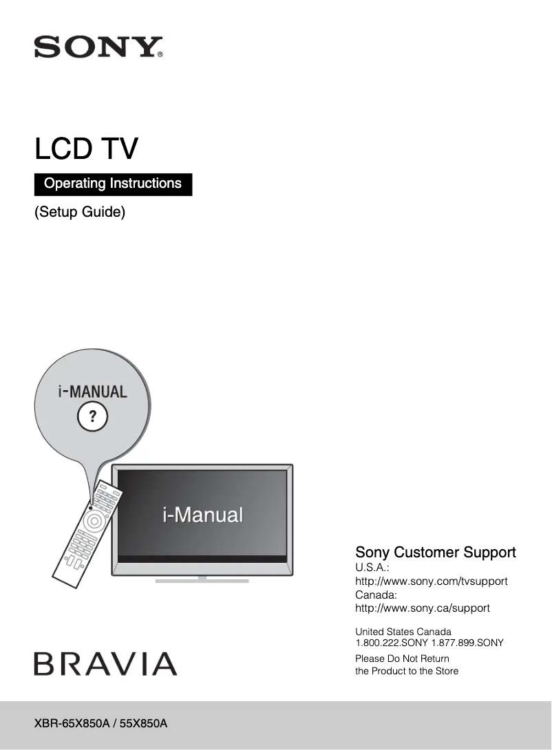 Page 1 de la notice Manuel utilisateur Sony Bravia XBR-55X850A
