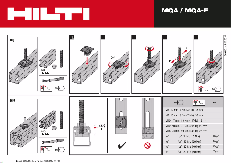 Page 1 de la notice Manuel utilisateur Hilti MQA-R