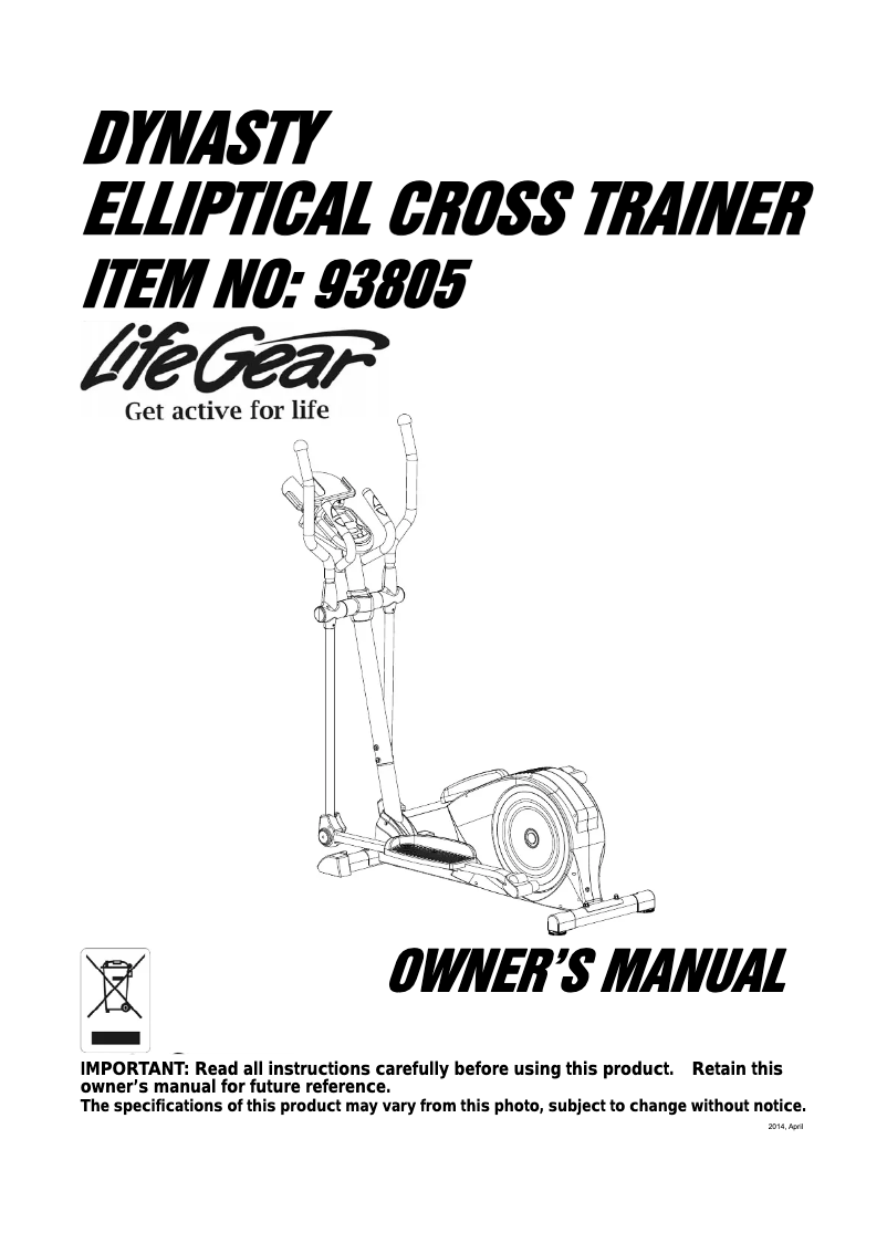 Página 1 del manual Manual de usuario Life Gear Dynasty 93805