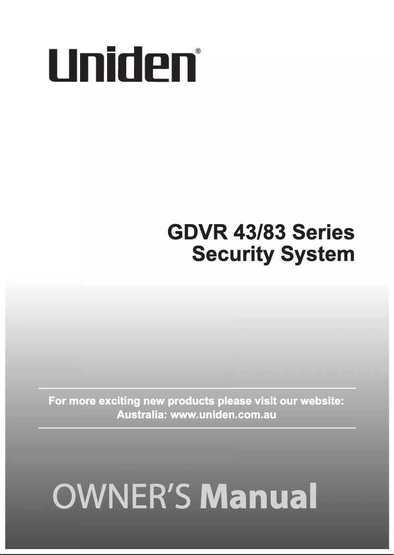 Page 1 of the manual User Manual Uniden GDVR8342