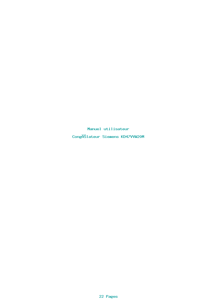 Page 1 de la notice Manuel utilisateur Siemens KD47VVW20M