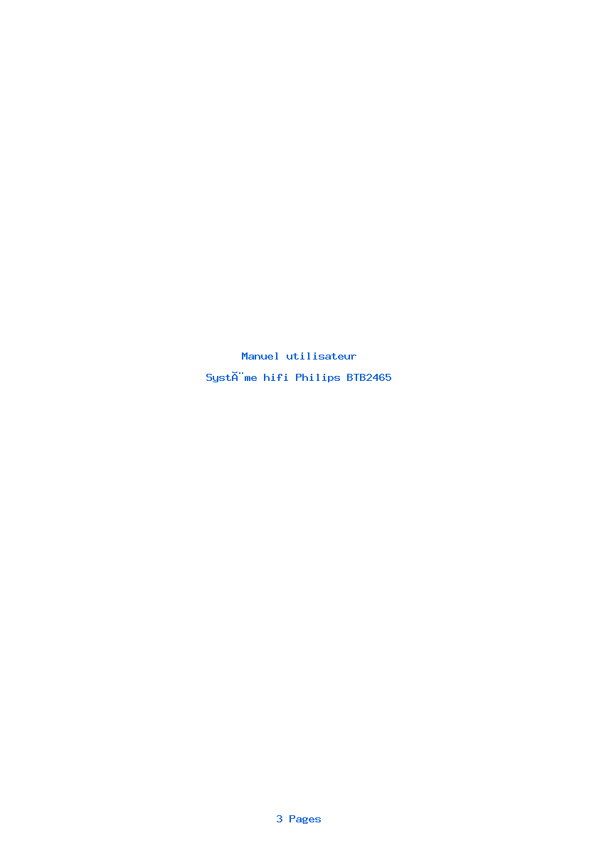 Page 1 de la notice Manuel utilisateur Philips BTB2465