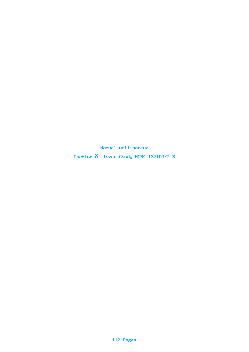 Page 1 de la notice Manuel utilisateur Candy HGS4 1371D3/2-S