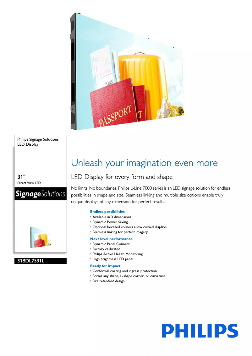Page 1 of the manual Technical Sheet Philips 31BDL7531L