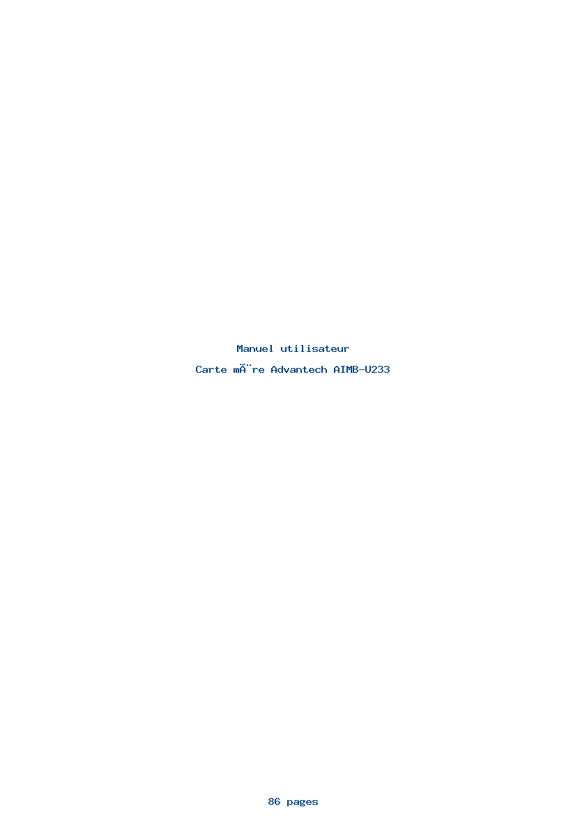 Page 1 de la notice Manuel utilisateur Advantech AIMB-U233