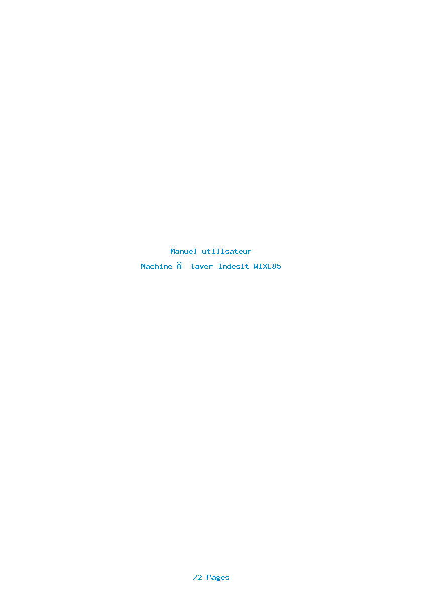 Page 1 de la notice Manuel utilisateur Indesit WIXL85