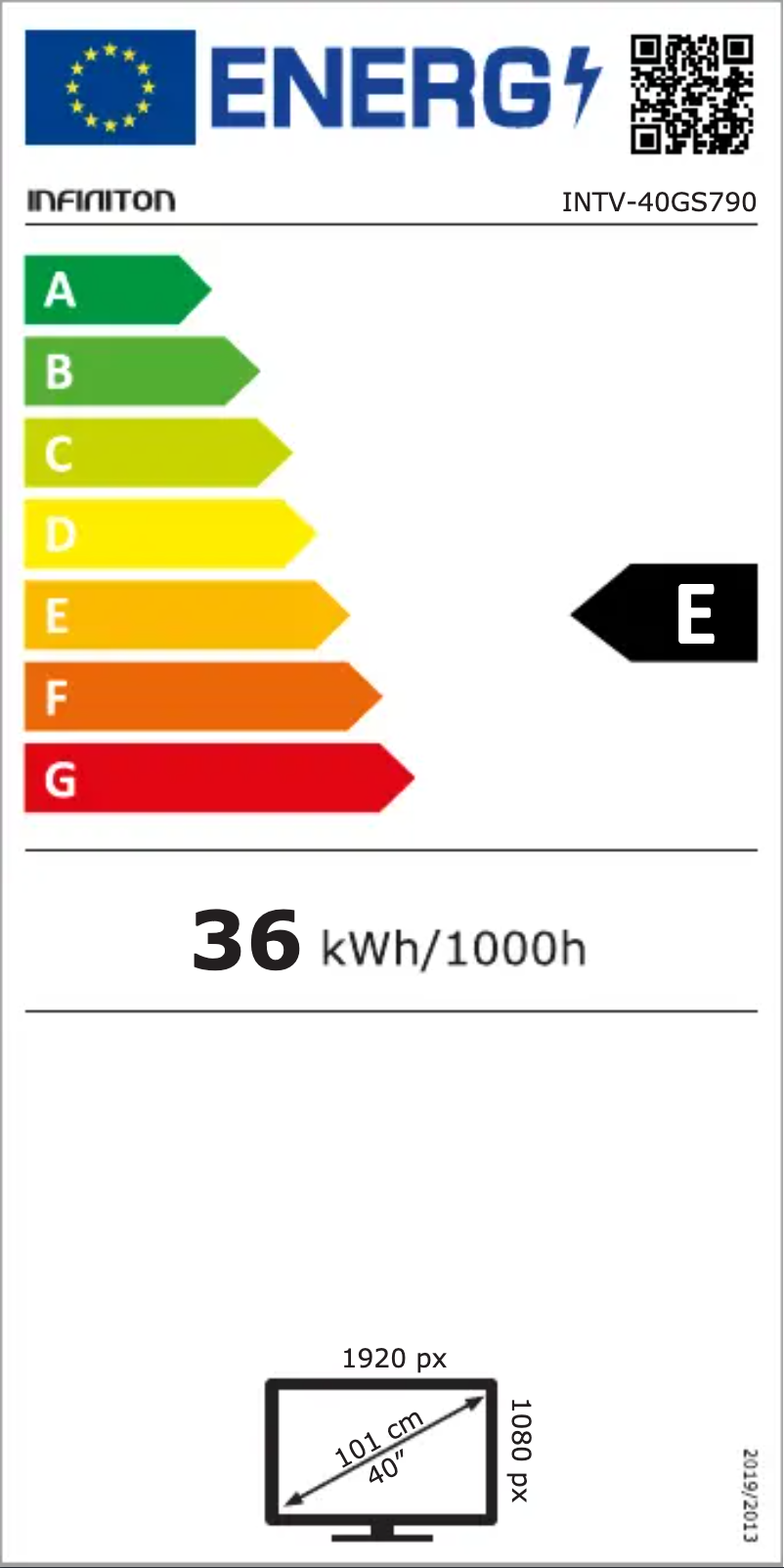 Page 1 de la notice Label énergétique Infiniton INTV-40GS790