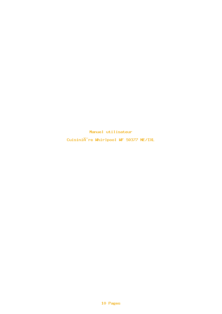 Page 1 de la notice Manuel utilisateur Whirlpool WF S0377 NE/IXL