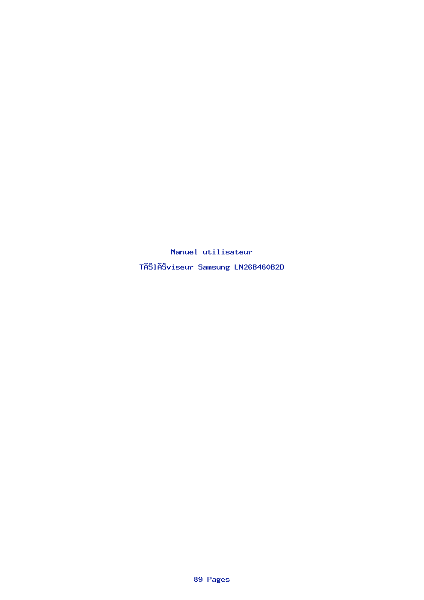 Page 1 de la notice Manuel utilisateur Samsung LN26B460B2D