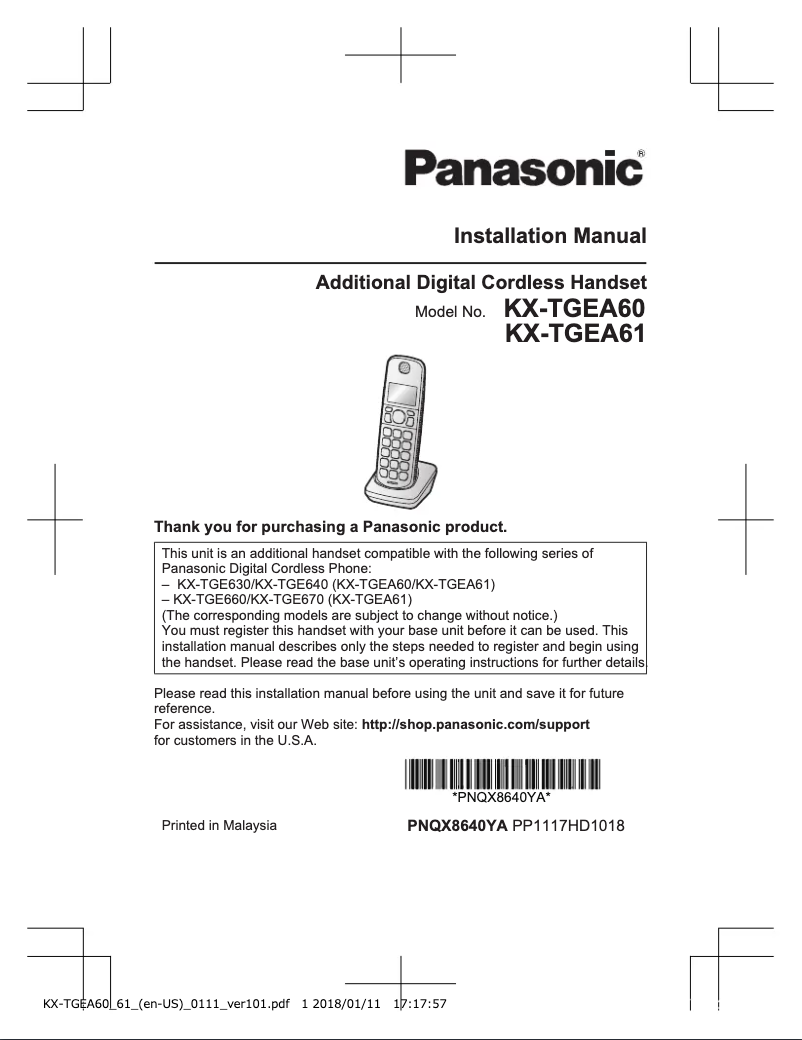 Página 1 del manual Manual de usuario Panasonic KX-TGEA60