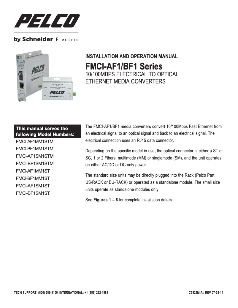 Página 1 del manual Manual de usuario Pelco FMCI-AF1MM1ST