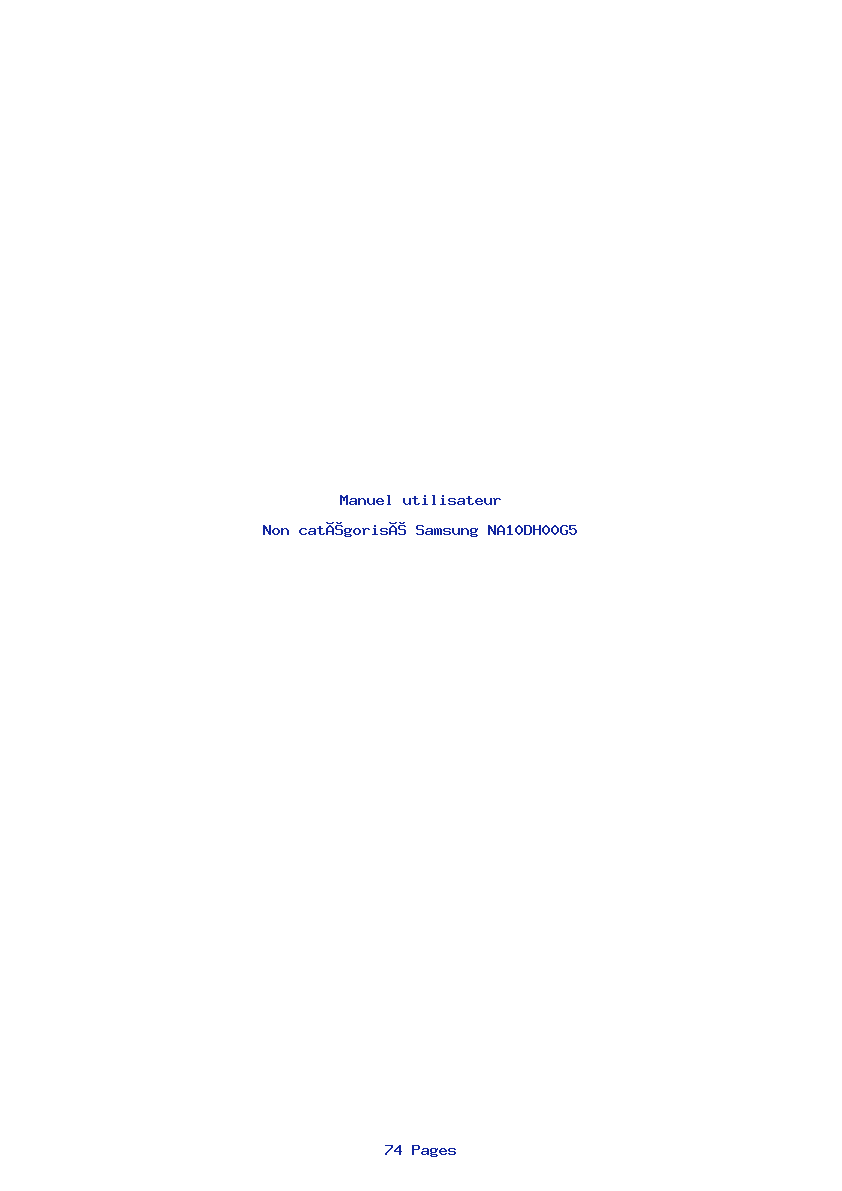 Image de la première page du manuel de l'appareil NA10DH00G5