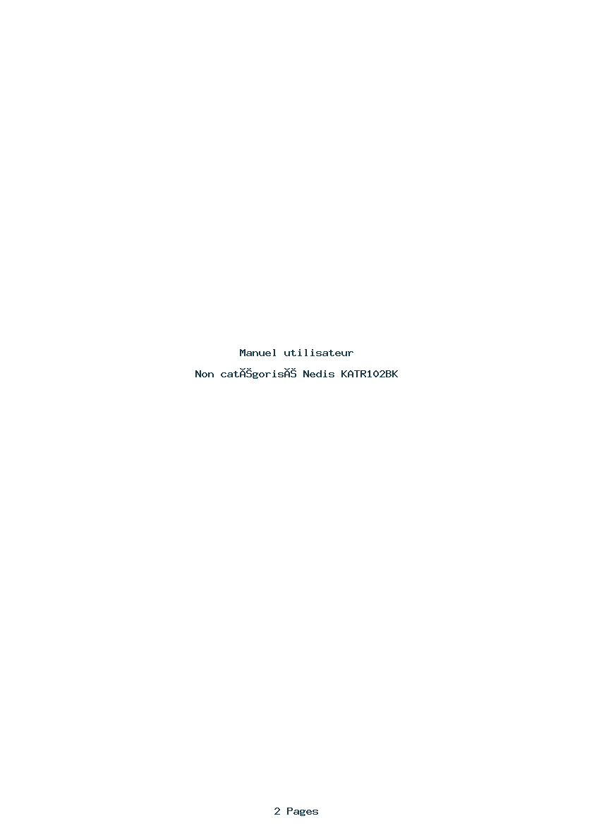 Page 1 de la notice Manuel utilisateur Nedis KATR102BK