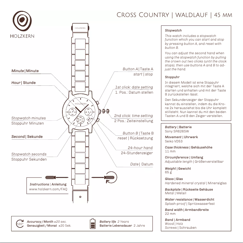 Page 1 de la notice Manuel utilisateur Holzkern Nebelwald