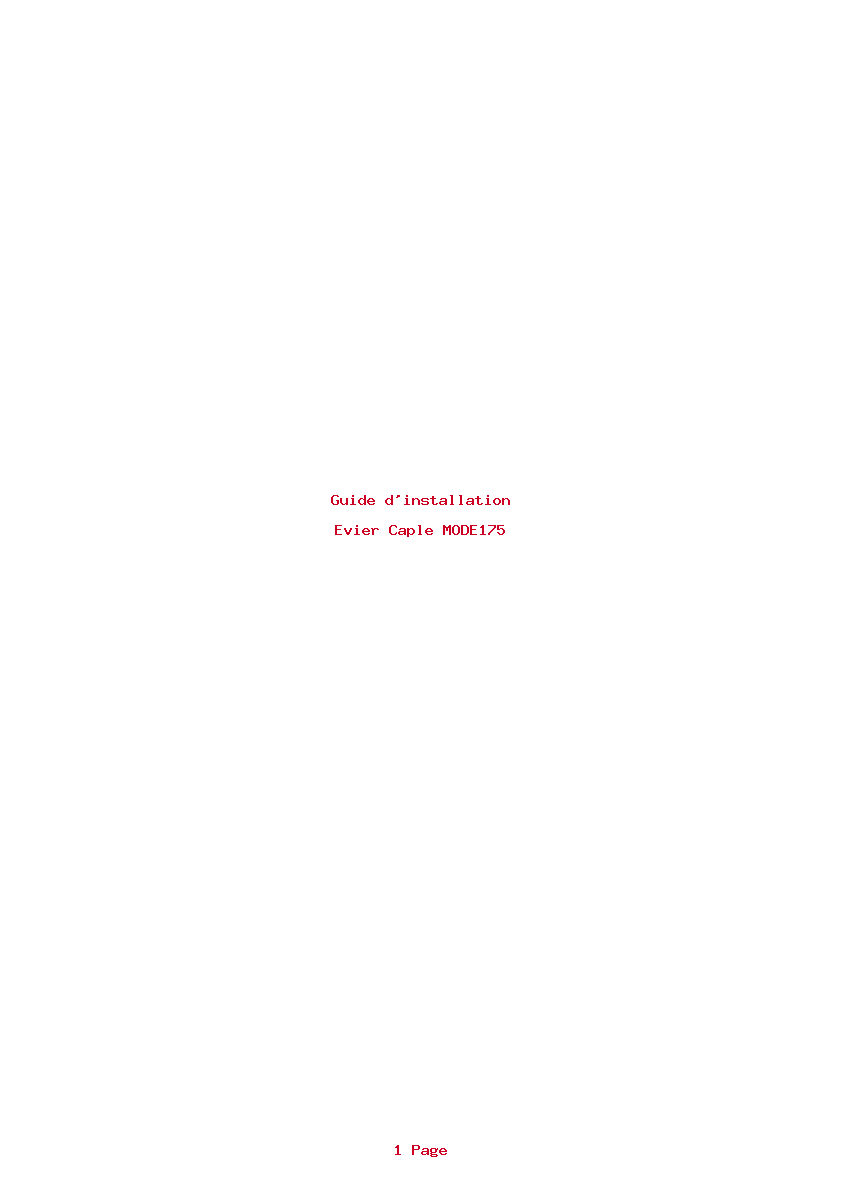 Page 1 de la notice Guide d'installation Caple MODE175