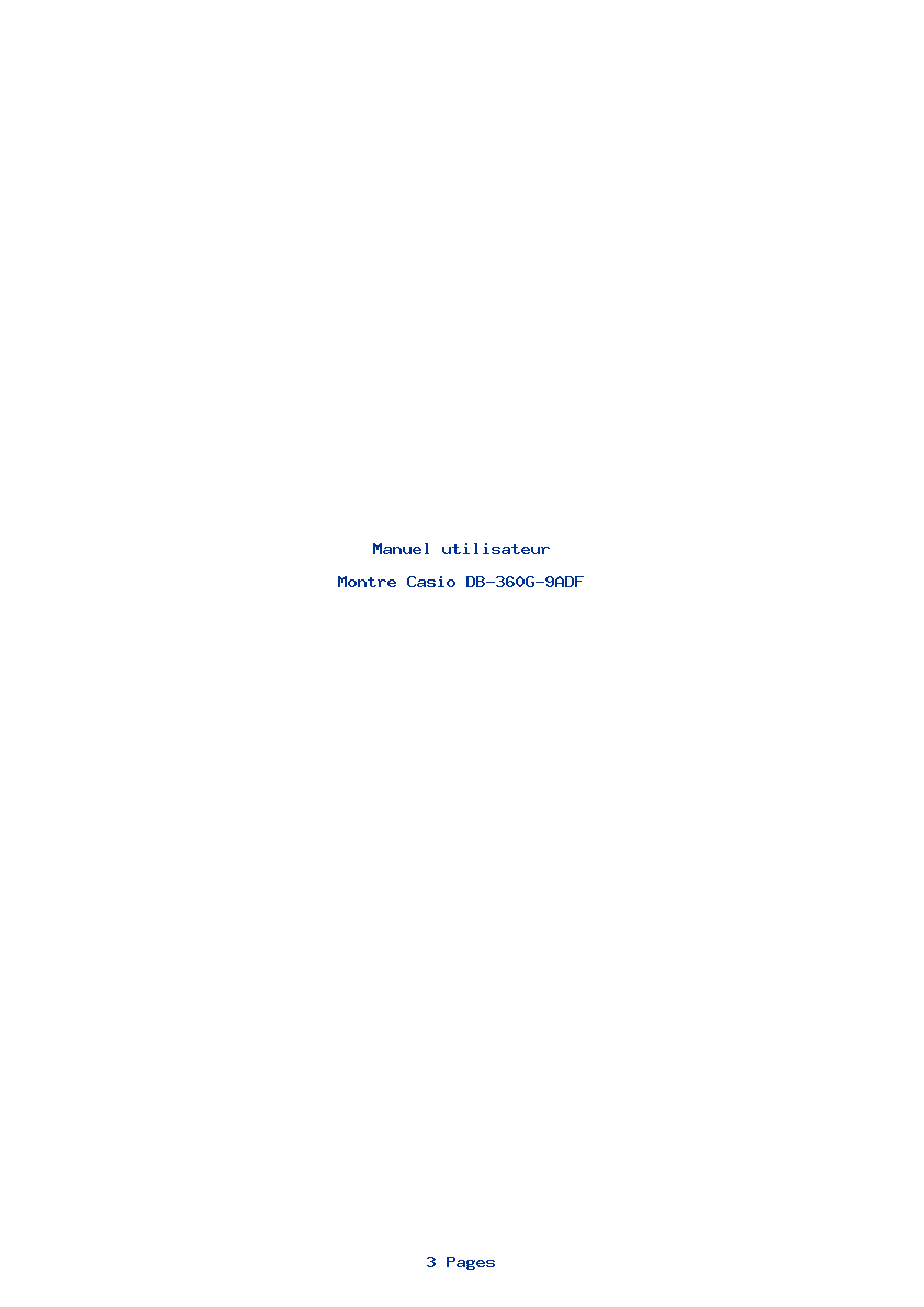 Page 1 de la notice Manuel utilisateur Casio DB-360G-9ADF
