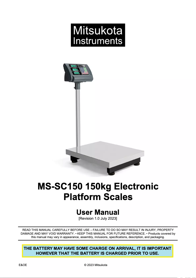 Page 1 de la notice Manuel utilisateur Mitsukota MS-SC150