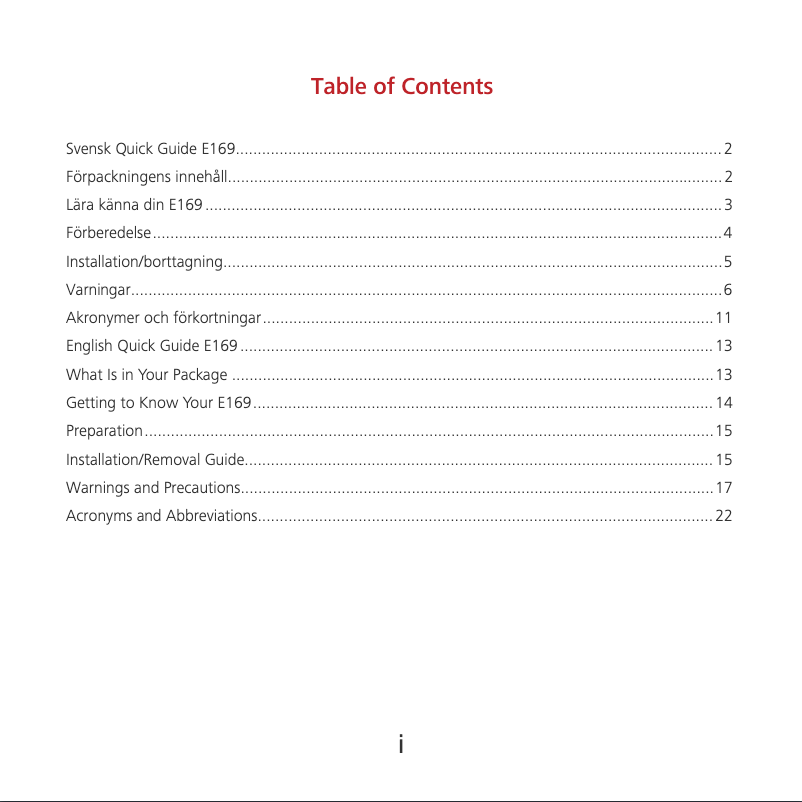 Page 1 de la notice Manuel utilisateur Huawei E169