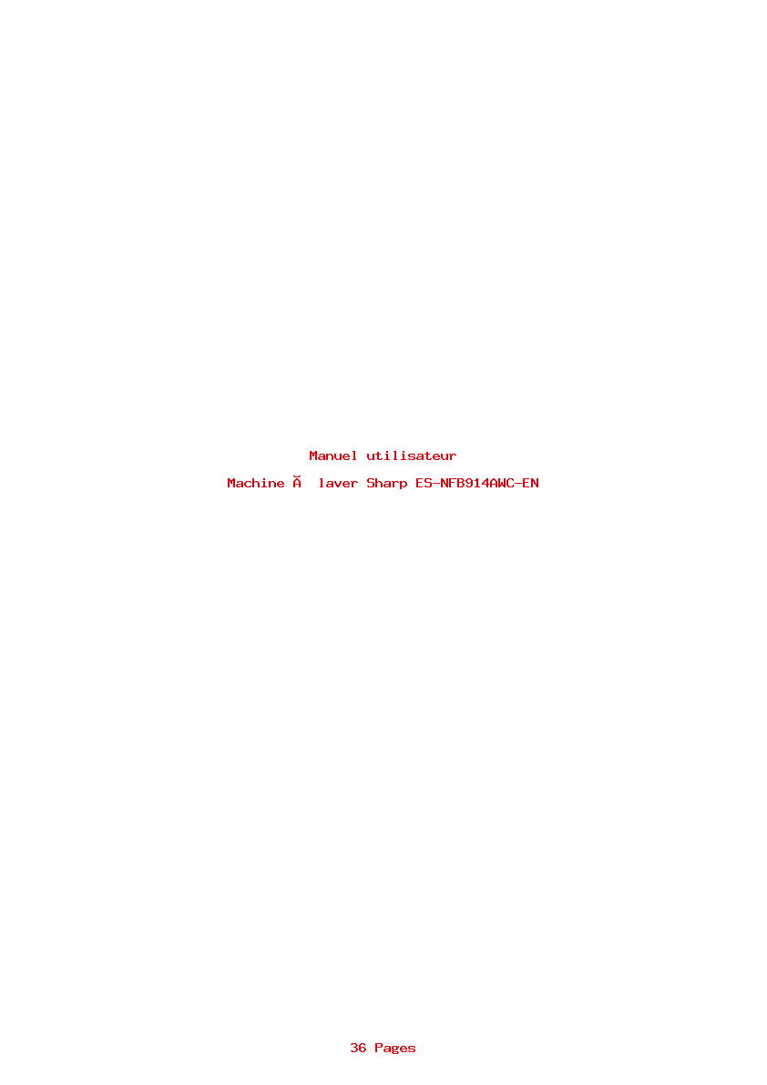 Page 1 de la notice Manuel utilisateur Sharp ES-NFB914AWC-EN