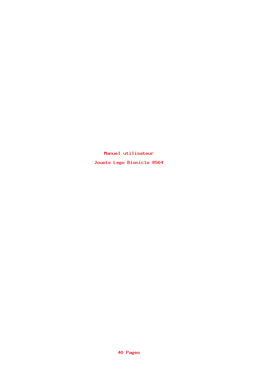Page 1 de la notice Manuel utilisateur Lego Bionicle 8564