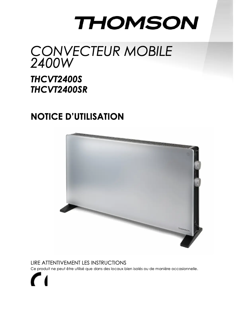 Page 1 de la notice Manuel utilisateur Thomson THCVT2400S