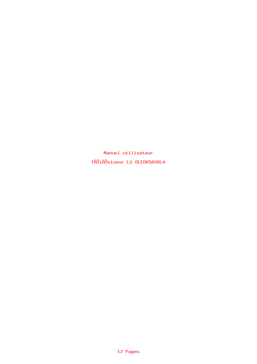 Page 1 de la notice Manuel utilisateur LG OLED65A36LA