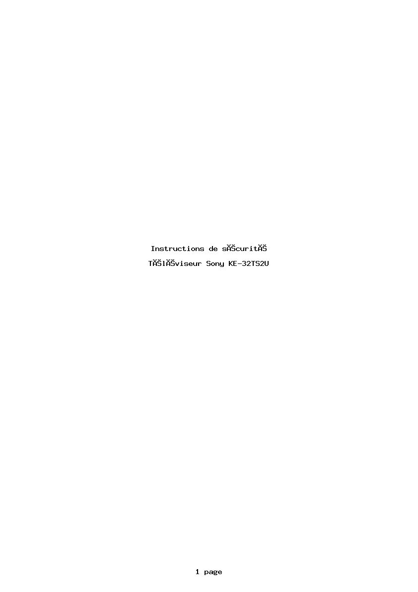 Page 1 de la notice Instructions de sécurité Sony KE-32TS2U