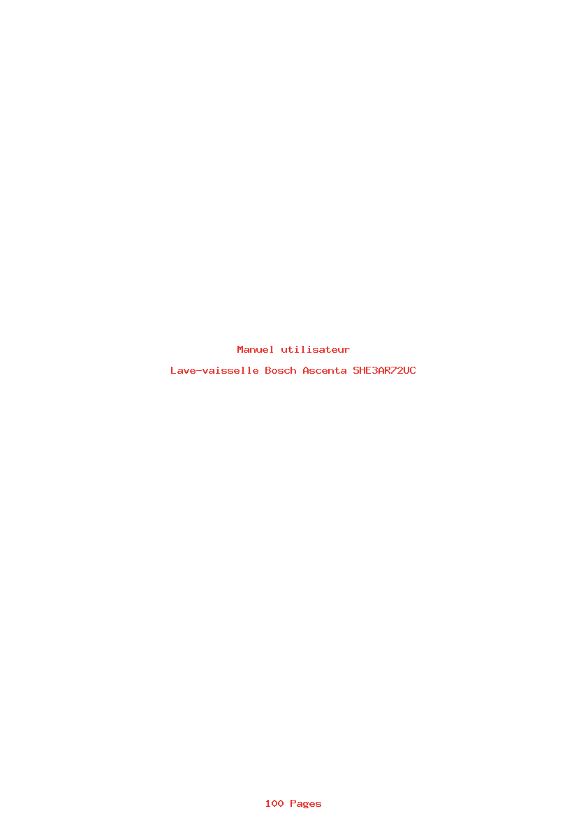 Page 1 de la notice Manuel utilisateur Bosch Ascenta SHE3AR72UC