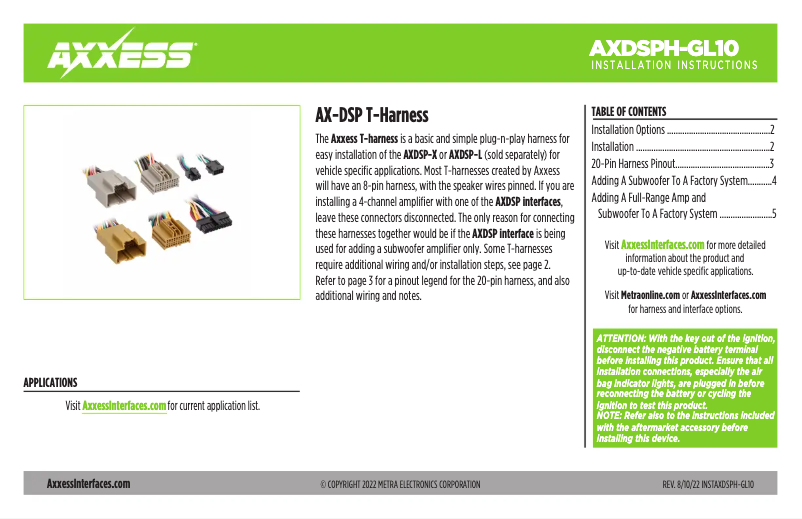 Page 1 de la notice Manuel utilisateur AXESS AXDSPH-GL10