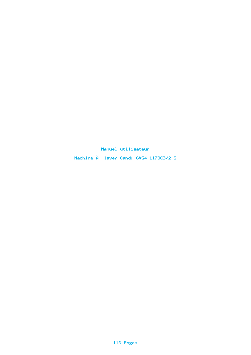 Page 1 de la notice Manuel utilisateur Candy GVS4 117DC3/2-S