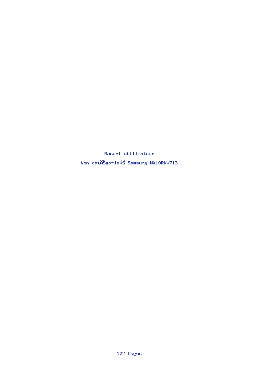 Page 1 de la notice Manuel utilisateur Samsung NX10RK0713