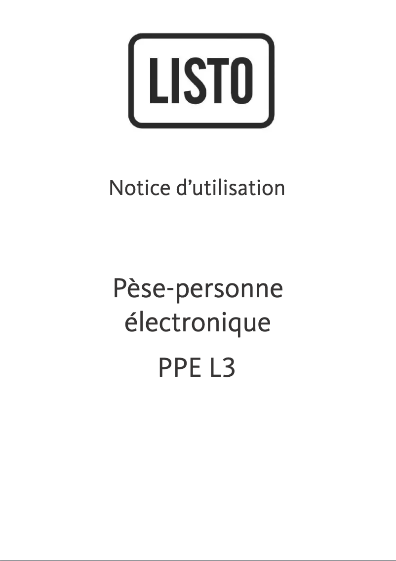 Page 1 de la notice Manuel utilisateur Listo PPE L3