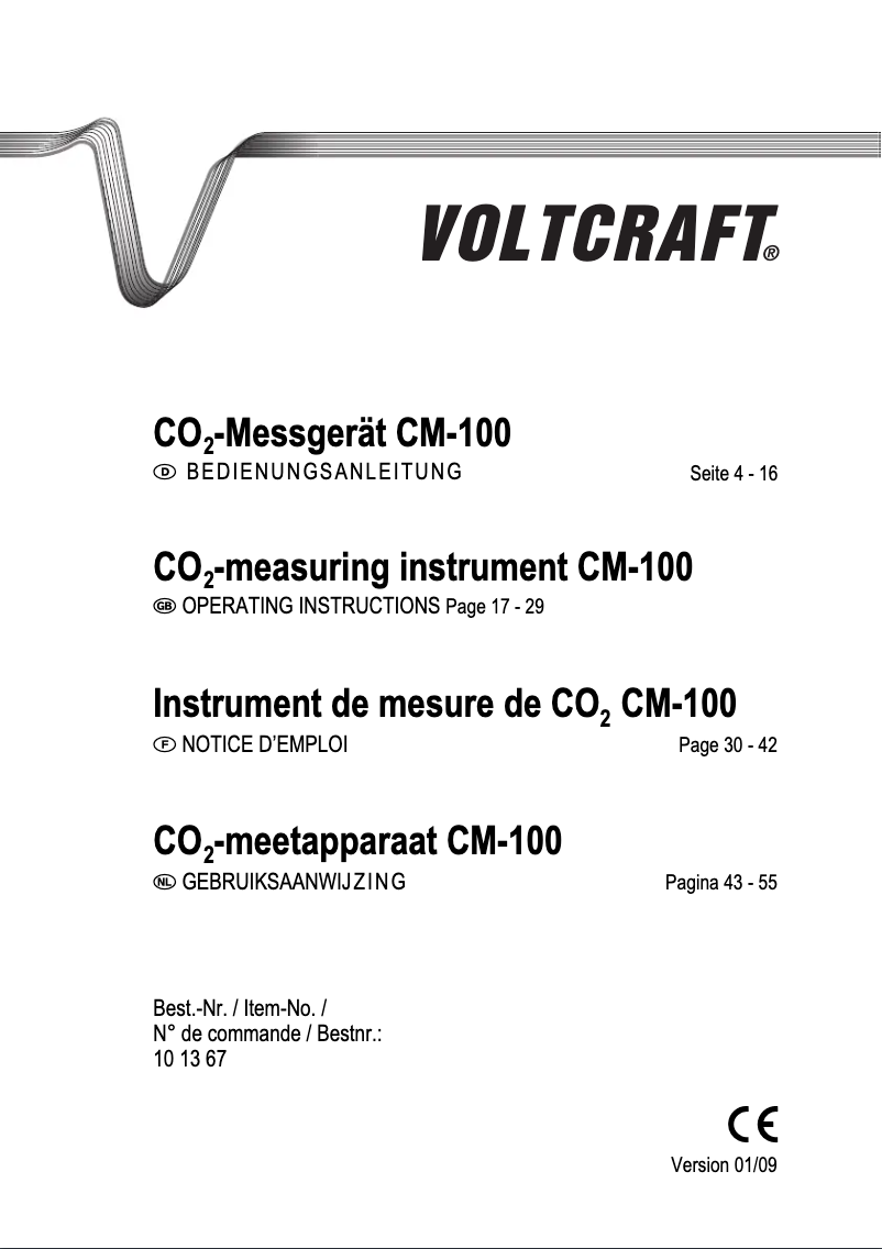Page 1 de la notice Manuel utilisateur Voltcraft CM-100