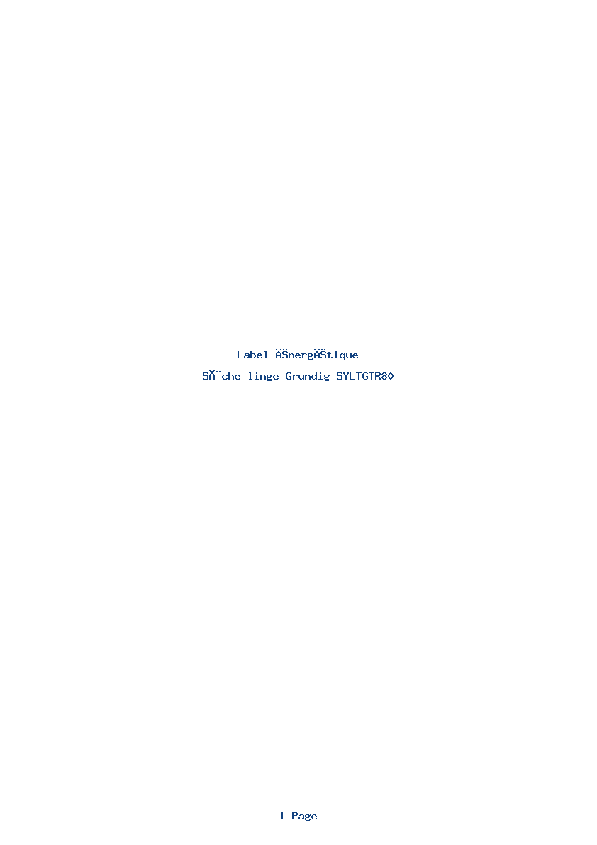 Image de la première page du manuel de l'appareil SYLTGTR80