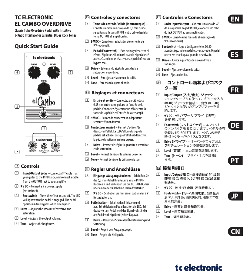 Page 1 de la notice Manuel utilisateur TC Electronic El Cambo Overdrive