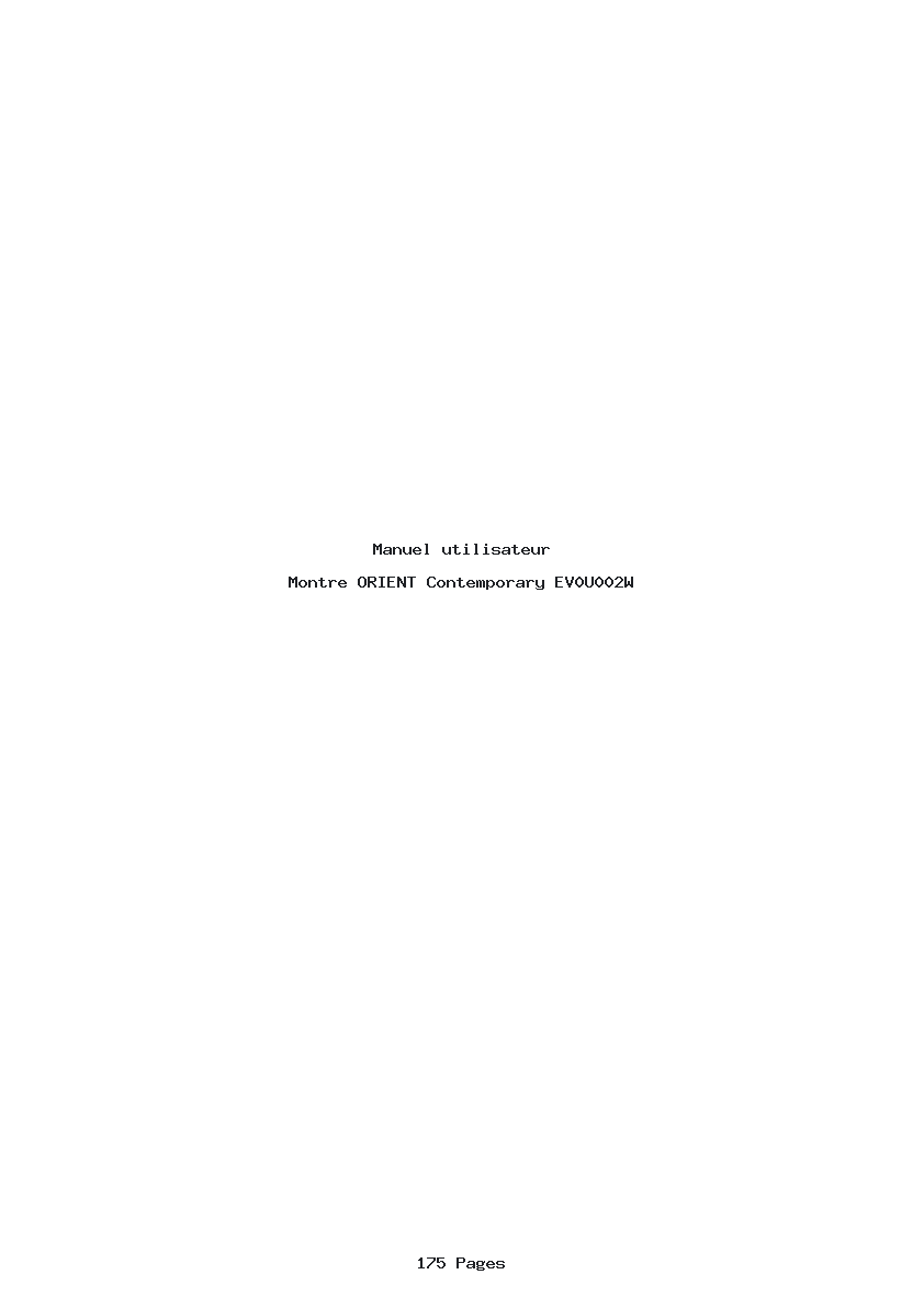 Page 1 de la notice Manuel utilisateur ORIENT Contemporary EV0U002W