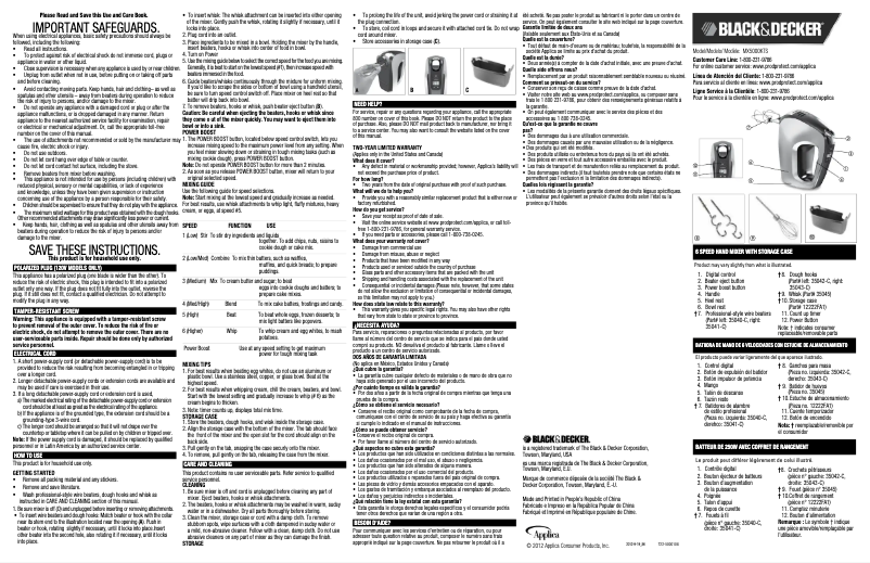 Page 1 de la notice Manuel utilisateur Black & Decker MX5000KTS