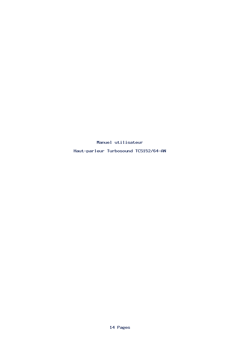 Page 1 de la notice Manuel utilisateur Turbosound TCS152/64-AN
