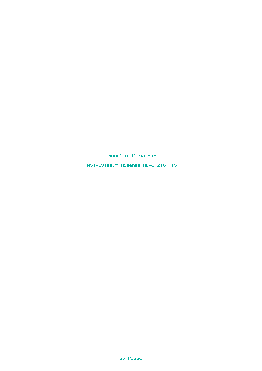 Page 1 de la notice Manuel utilisateur Hisense HE49M2160FTS