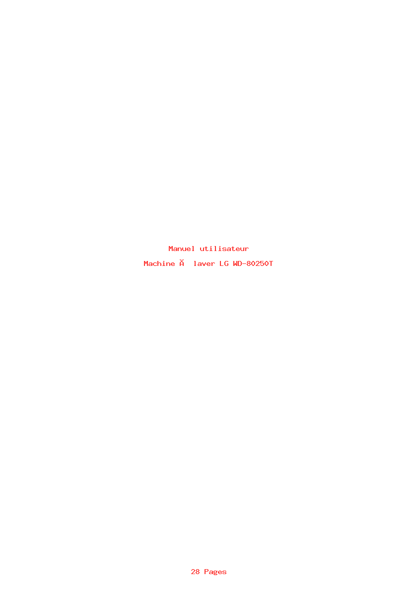 Page 1 de la notice Manuel utilisateur LG WD-80250T